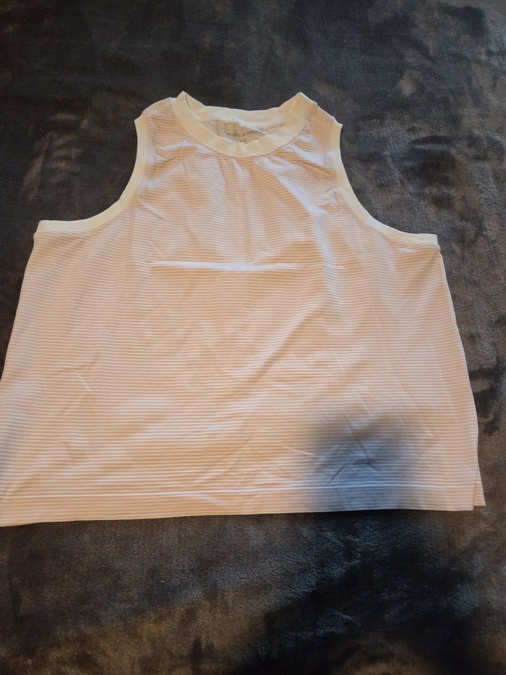 Harmony Balance Women's White And Pink Striped Sleeveless Tank Top